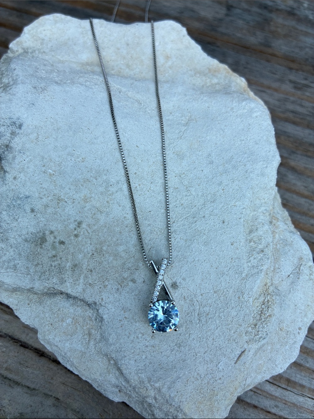 Sterling Silver Aquamarine Pendant Necklace - Elegant Blue Solitaire